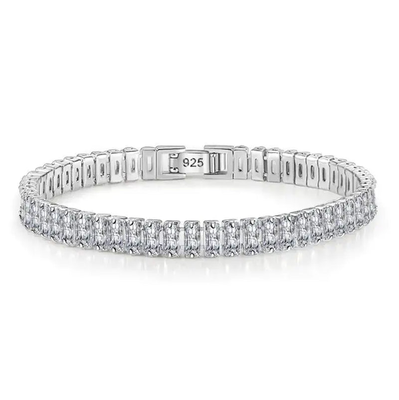 100% 925 Sterling Silver 3/4/5Mm Moissanite Gemstone Bangle Charm Wedding Tennis Chain Bracelet Fine Jewelry Wholesale