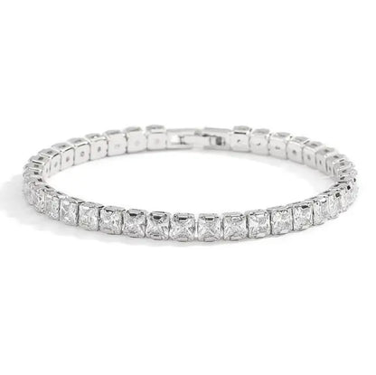 100% 925 Sterling Silver 3/4/5Mm Moissanite Gemstone Bangle Charm Wedding Tennis Chain Bracelet Fine Jewelry Wholesale
