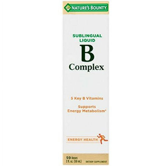 B Complex with B12 Sublingual Liquid Fast Acting Dietary Supplement, 2 Fl Oz
